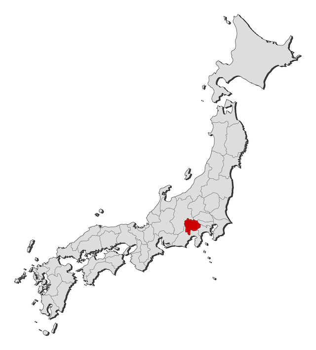 山梨県の地図