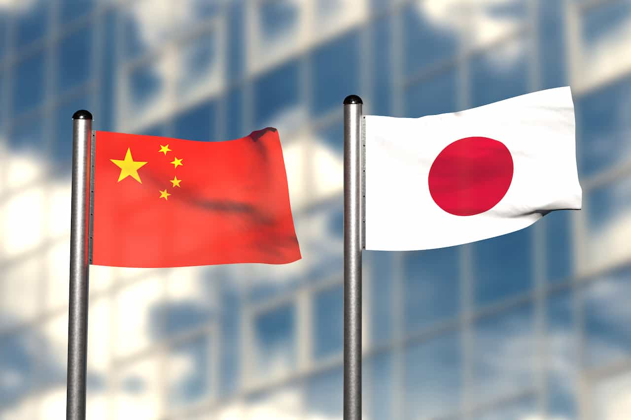 中国と日本の国旗
