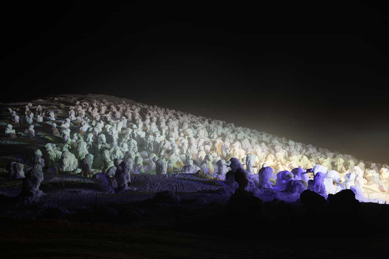 山形県・蔵王の樹氷ライトアップ